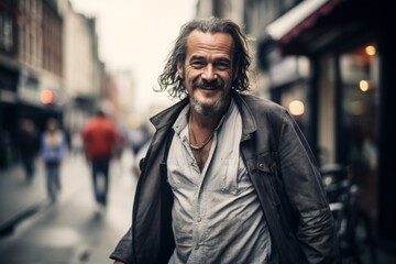 Fototapeta premium Portrait of a middle-aged man in a city street.