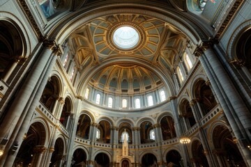 Interior View of a Gilded Cathedral Dome