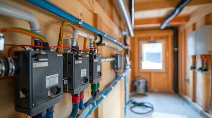 Beautifully Arranged Electrical Pipes in Bright  Organized Interior Space of a House