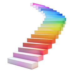 red and yellow staircase isolated on a White Background