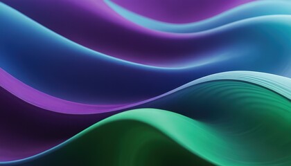 Obraz premium Abstract fluid iridescent holographic neon curved wave in motion green blue and purple background