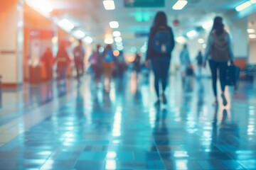 Abstract Blurred Soft Focus Background with Students Walking in College