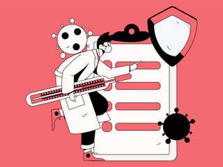 Doctor examines patient flat vector concept operation hand drawn illustration
