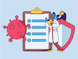 Doctor examines patient flat vector concept operation hand drawn illustration
