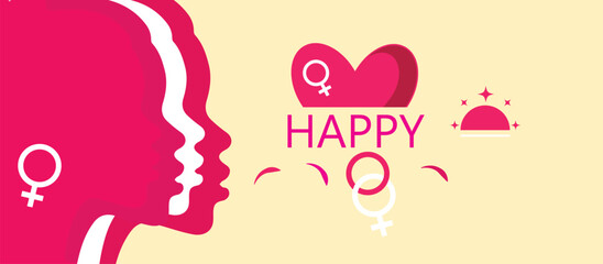 Celebrate Women's Day with a colorful illustration featuring happy women