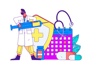 Doctor examines patient flat vector concept operation hand drawn illustration
