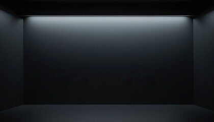 dark black studio background with light from above. leather texture backdrop for design. space for selling products