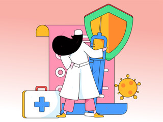 Doctor examines patient flat vector concept operation hand drawn illustration
