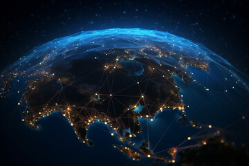 A digital globe with glowing connections, representing global network