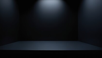 Empty black color studio room background for product display
