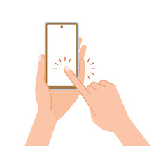 スマホの負担の少ない持ち方イメージイラスト（手のひらで支える・両手で操作01）