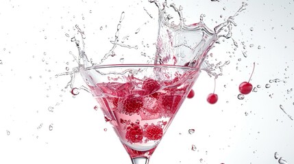 Classic Cosmopolitan Cocktail Splash Isolated on White

