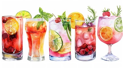Cocktail Party Banner: Watercolor Hand-Drawn Illustration

