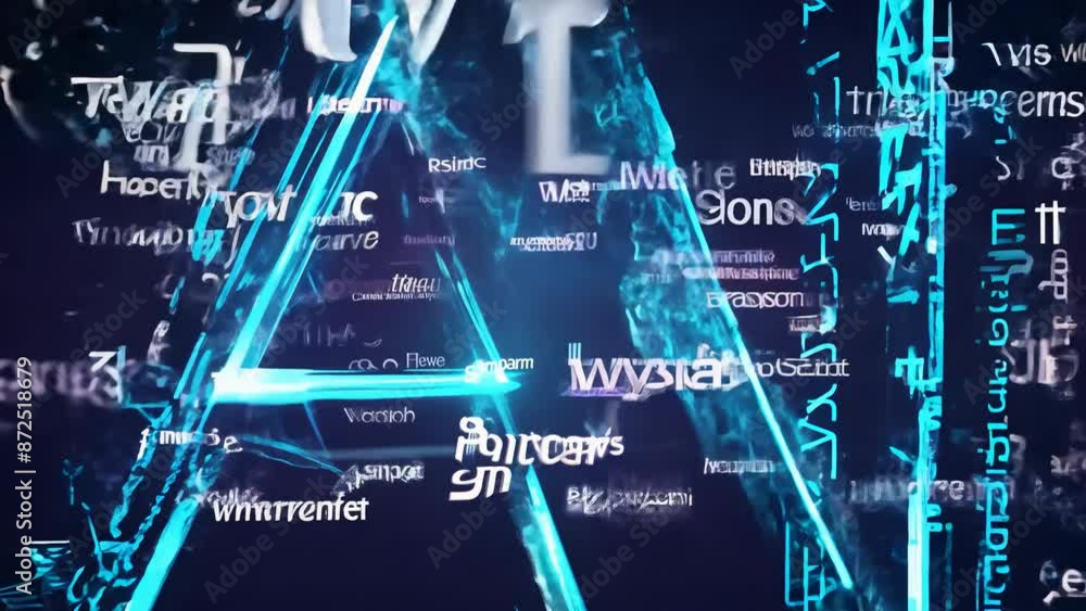 Poster words transofrm to glowing ai letters with digital circuit patterns on dark background