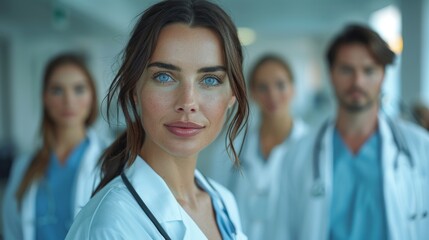Fototapeta premium Medical Team in Hospital Corridor Generative AI