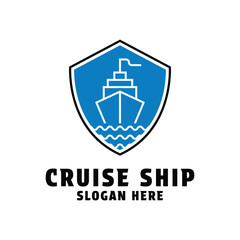 cruise ahip logo design concept idea with shield