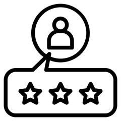 customer review icon, quality rating, feedback, stars symbol on white background.