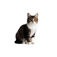 Cute cat isolated on transparent PNG background.