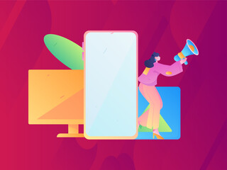 Notification announcement vector creative flat hand drawn illustration
