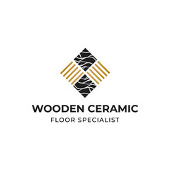 The modern logo is a combination of tile and wood motifs.