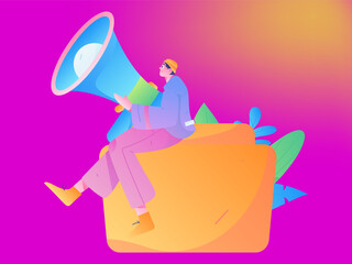 Notification announcement vector creative flat hand drawn illustration
