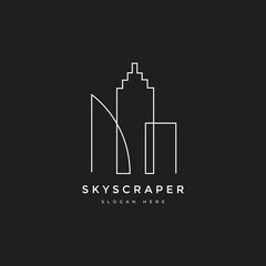 building skyscraper line logo design vector
