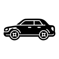 private car icon vector, black and white.