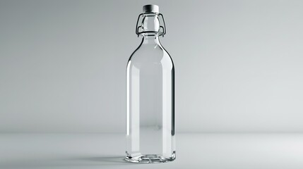 "Empty Glass Water Bottle and Vodka Bottle on White Background"

