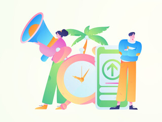 Notification announcement vector creative flat hand drawn illustration
