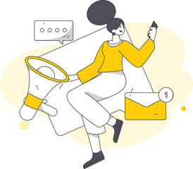 Notification announcement vector creative flat hand drawn illustration
