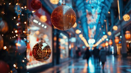 A busy shopping mall with people walking