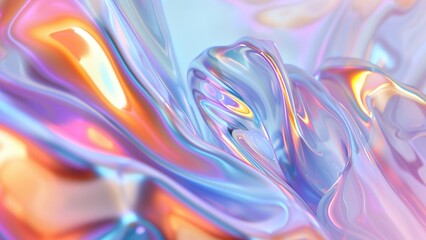 Fototapeta premium Holographic Style Abstract Waves Background