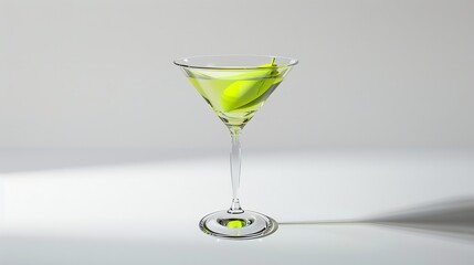 Glass of Martini with Neon Felt Olive