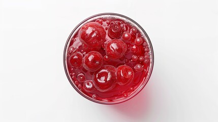 Glass of Red Cherry Soda Drink Isolated on White Background