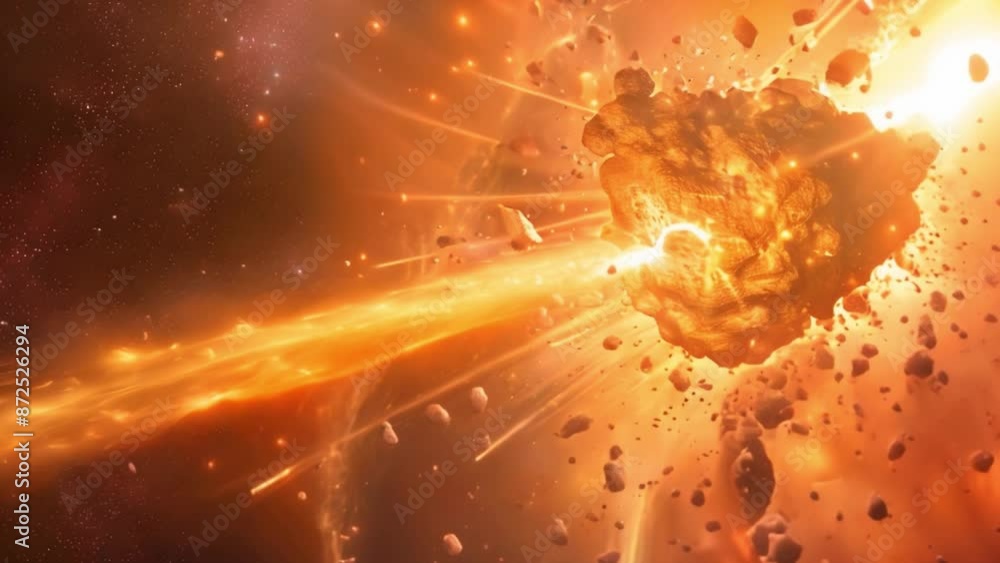 Aufkleber this asteroid enters the atmosphere, creating a large fiery trail.