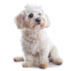 Obraz premium Fluffy Bichon Frise on White Background