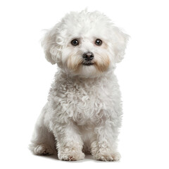 Obraz premium Fluffy Bichon Frise on White Background