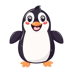 Naklejka premium Cute Happy cartoon Penguin vector isolated on white background