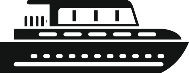 Simple icon of a large passenger ship sailing on water, designed in black and white