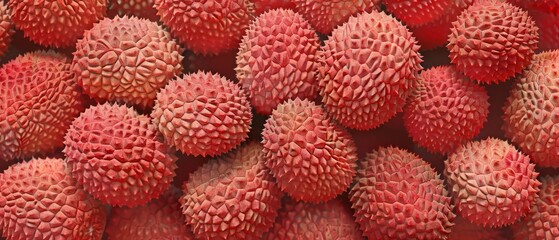 Panoramic close-up, high detail scan of lychee skin material, Generative AI