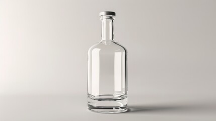 Luxury Glass Vodka Bottle Without Graphics on White Background