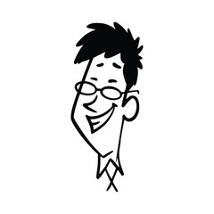 Avatar for Business Man in Doodle Hand-drawn. People faces hand drawn in doodle style. Black lines and silhouette. Social network concept. Vector illustration