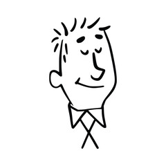 Avatar for Business Man in Doodle Hand-drawn. People faces hand drawn in doodle style. Black lines and silhouette. Social network concept. Vector illustration