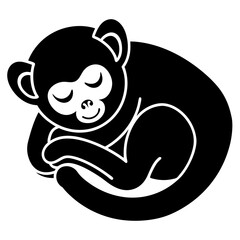 Monkey sleeps icon silhouette vector illustration