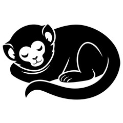 Monkey sleeps icon silhouette vector illustration