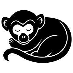 Monkey sleeps icon silhouette vector illustration