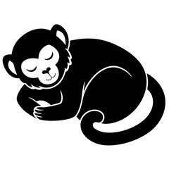 Monkey sleeps icon silhouette vector illustration