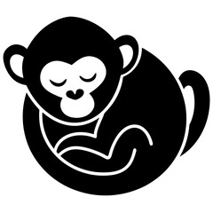 Monkey sleeps icon silhouette vector illustration