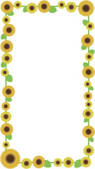 かわいい縦長向日葵の花のフレーム素材
