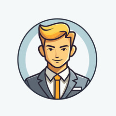 Cartoon Business Avatar with Blonde Hair and Gray Suit Illustrator  vector eps 10 format